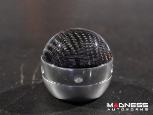 FIAT 500 Gear Shift Knob - Black Italy - Carbon Fiber Top w/ Chrome Ring/ Brushed Satin Base